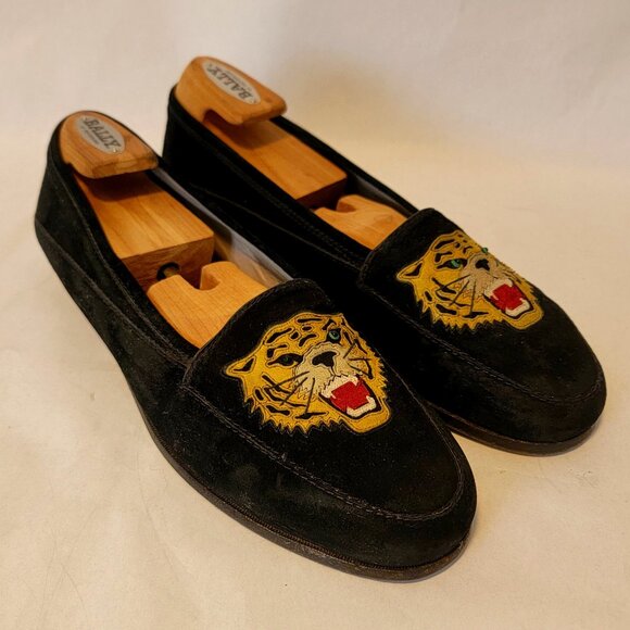 SOLD OUT 80s SUSAN BENNIS WARREN EDWARDS Loafer Men's BLK Suede Leather Tiger - Picture 6 of 13